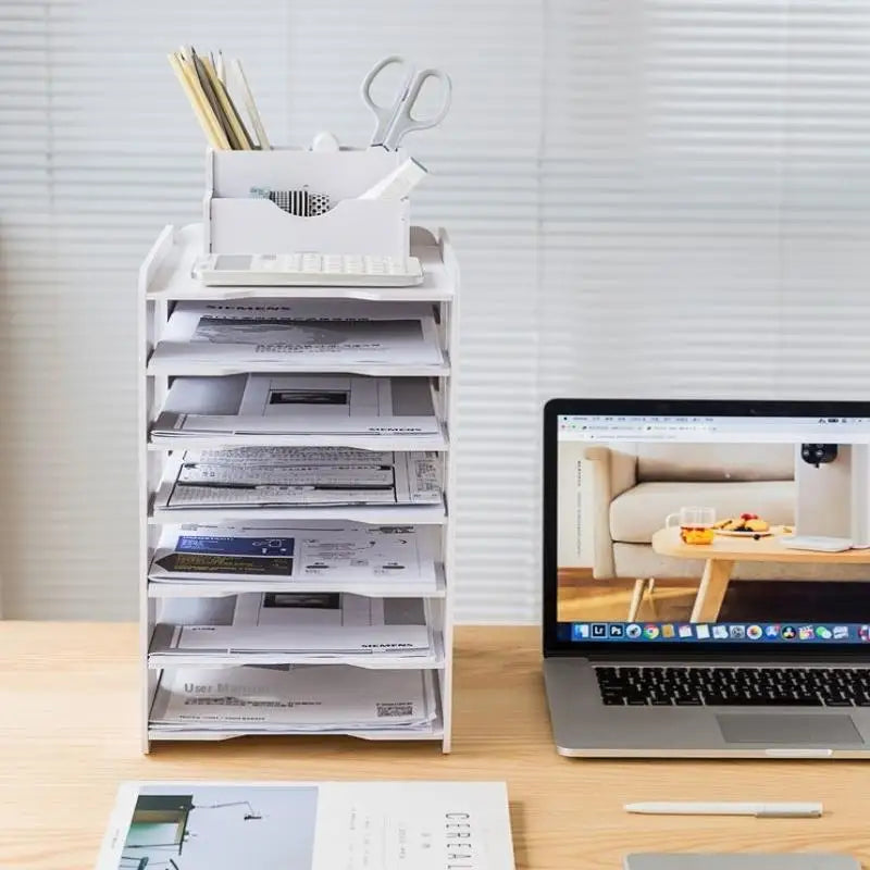 A4 Paper Desktop Storage Rack Multilayer Space-saving Desk Office Qme