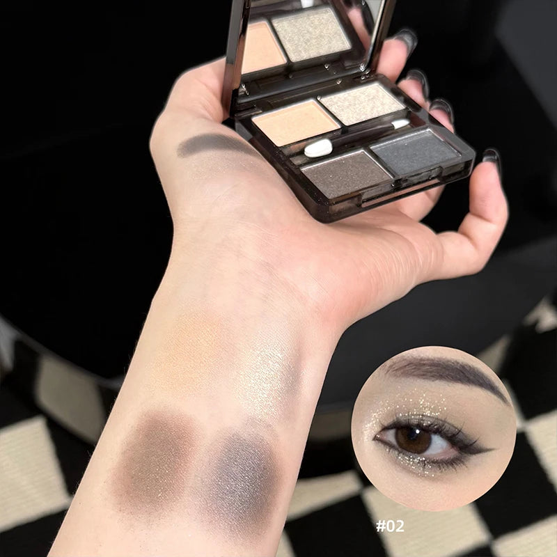 ART VALUE 4 Colors In 1 Eyeshadow Palette Glitter Pearlescent Matte Eye Shadow Shimmer Makeup Lasting Shadow Highlighter Contour Qme 02