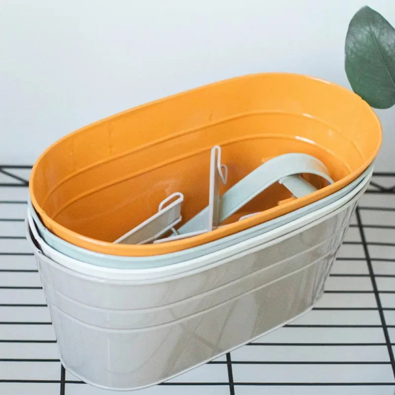 Colorful Hanging Flower Pot Detachable Double Hook Fence Plant Qme