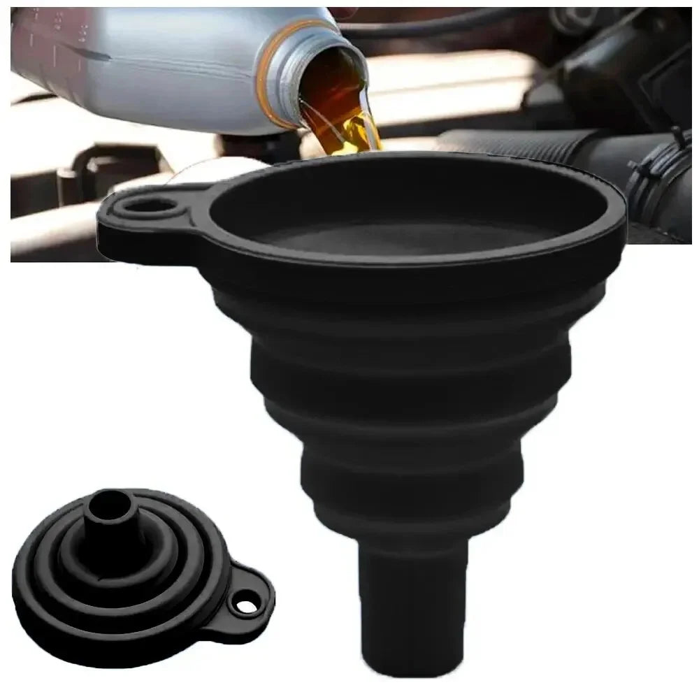 Portable Foldable Silicone Auto Engine Oil Funnel Multi-purpose Liquid Pouring Tool For Car Motorcycle Petrol Brake Washer Fluid Qme