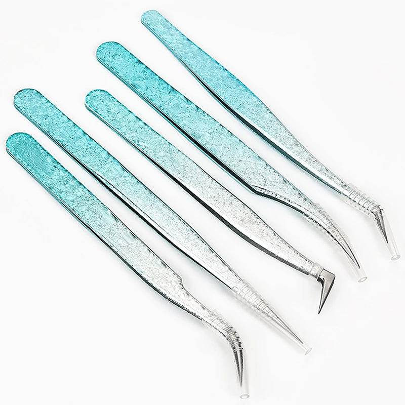 Eyelash Tweezers Ice Flower Anti-static 3D Accurate Eyebrow Grafting Qme