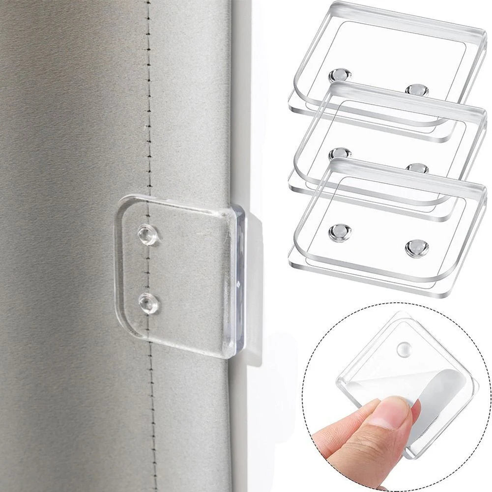 Self-adhesive Shower Curtain Clips Windproof Toilet Rings Clip Holder Qme 4Pcs