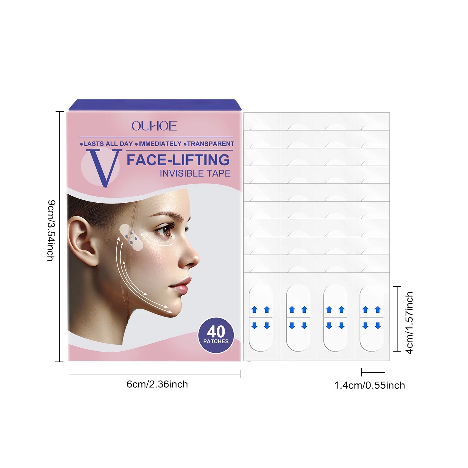 Lifting Face Stickers Invisible Transparent Thin Face Patches Lift Tape V-Shape Chin Patch Facial Shaping Lifting&Tightening Too Qme 40Pcs