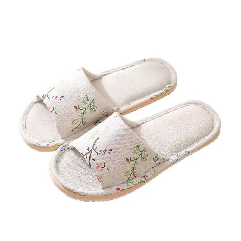 Women Flax Slippers Home Slippers Linen Summer Lightweight Flat Sandal Breathable Comfortable Non-Slip Slides Indoor Men Slipper Qme 37-38 A