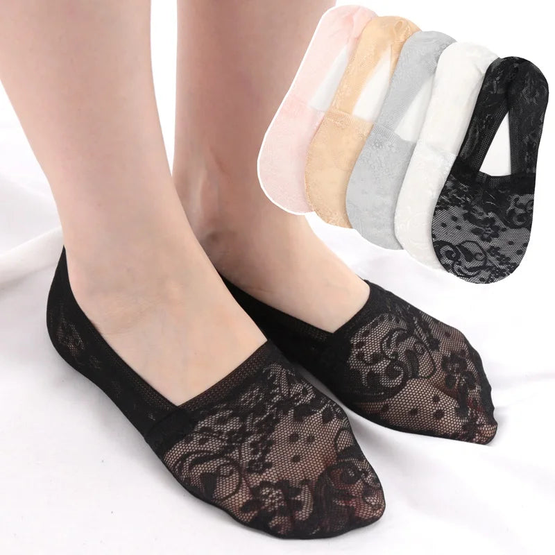 3 Pairs Women Girls Summer Thin Breathable Silicone Non-slip Ladies Qme