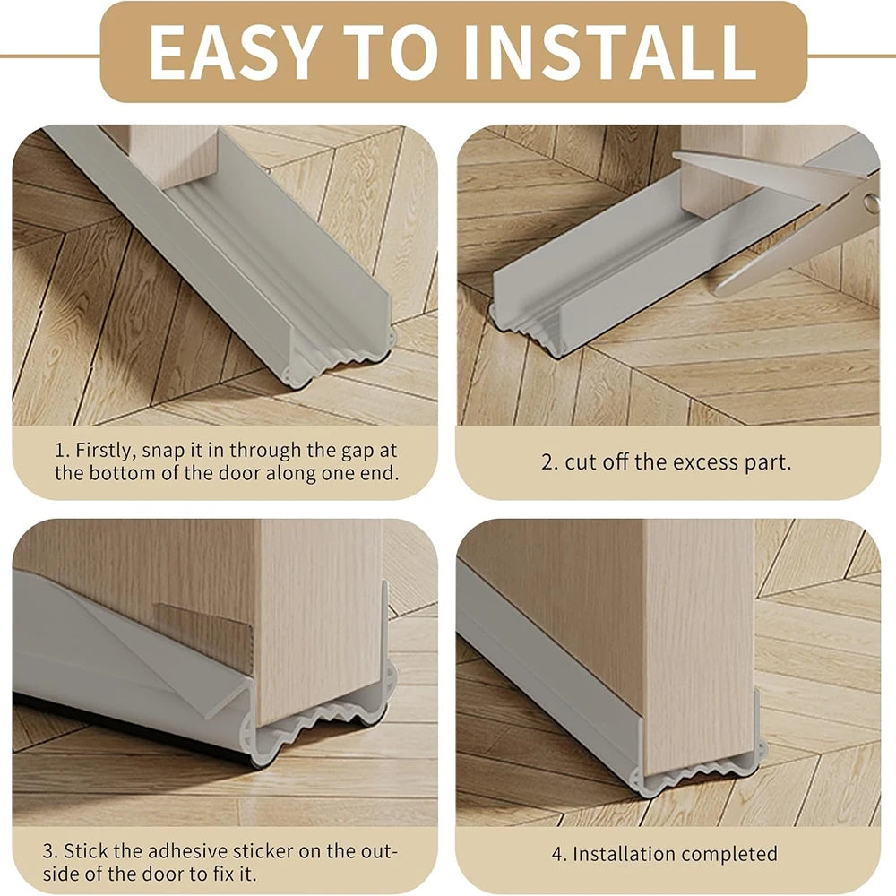 1-4pcs Cuttable Weather Stripping Snap-in Installation Door Bottom Gap Seal Strip with Acoustic Foam Brush Triple Windproof Qme