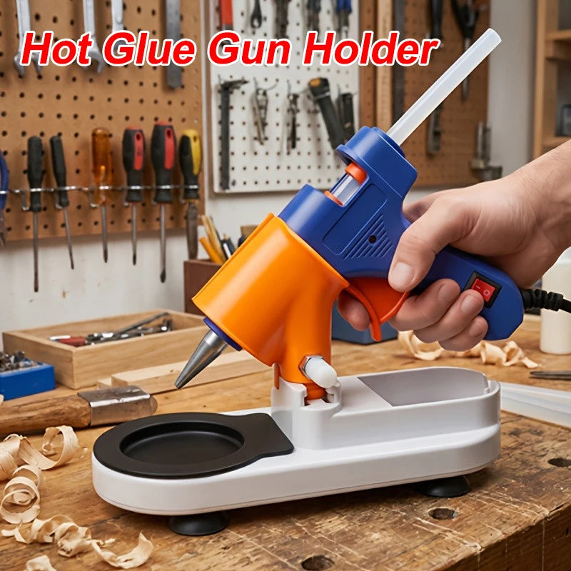Adjustable Hot Glue Gun Stand Holder, Anti-Slip Hot Melt Glue Gun Base With Drip Tray Cord Storage For DIY Craft Household Qme