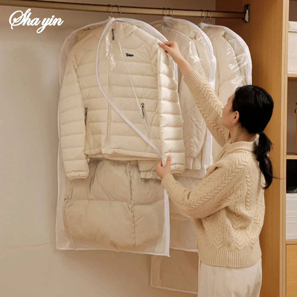 Wardrobe Organizer Bags Down Jacket Air Compression Hanging Bag with Zipper Clothes Dust Cover Bag Save Space Cloth Storage Bag Qme