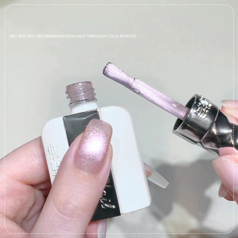 3 Colors Cool Black Cat Eye Gel Polish, Pink Purple Chameleon Holographic Magnetic Nail Gel, High Shine Soak Off UV LED Nail Art Qme 01