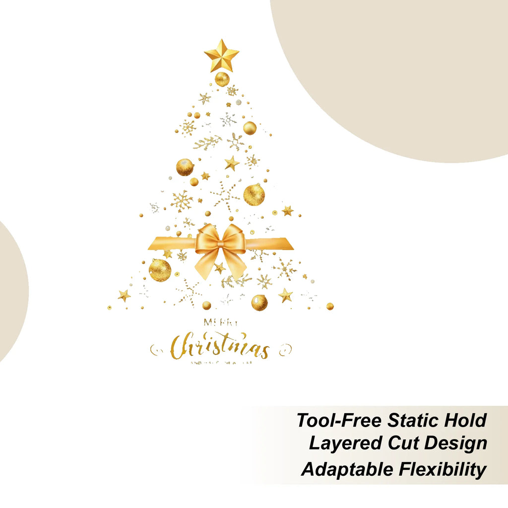 Christmas Clings Static Removable DIY Decorations Golden Tree Window Qme