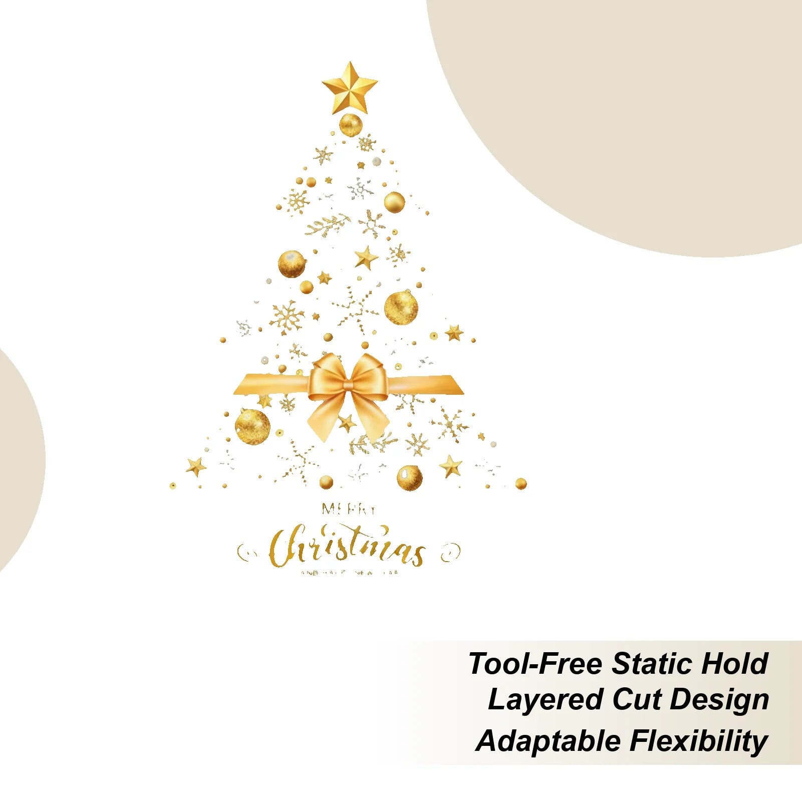 Christmas Clings Static Removable DIY Decorations Golden Tree Window Qme