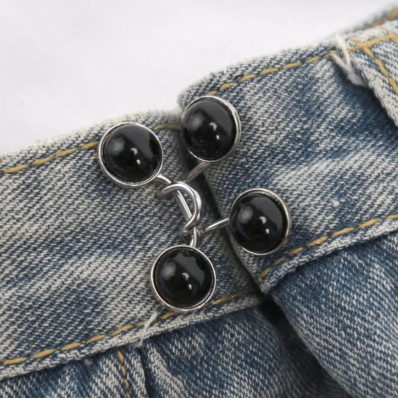 Cute Nail-free Metal Jeans Button Adjustable Waist Buckle Jean Pins Qme
