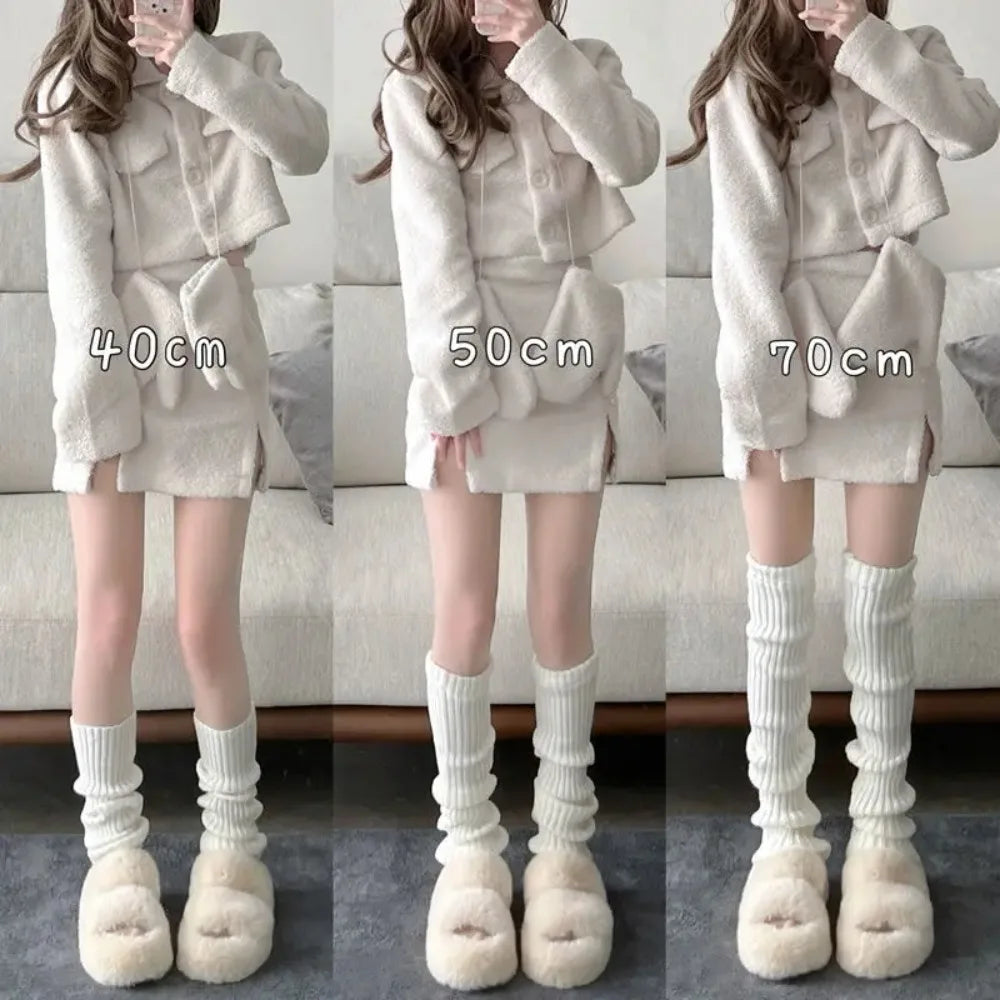 Women's Leg Warmers Lolita Long Socks JK College Knitted Warm Autumn Qme