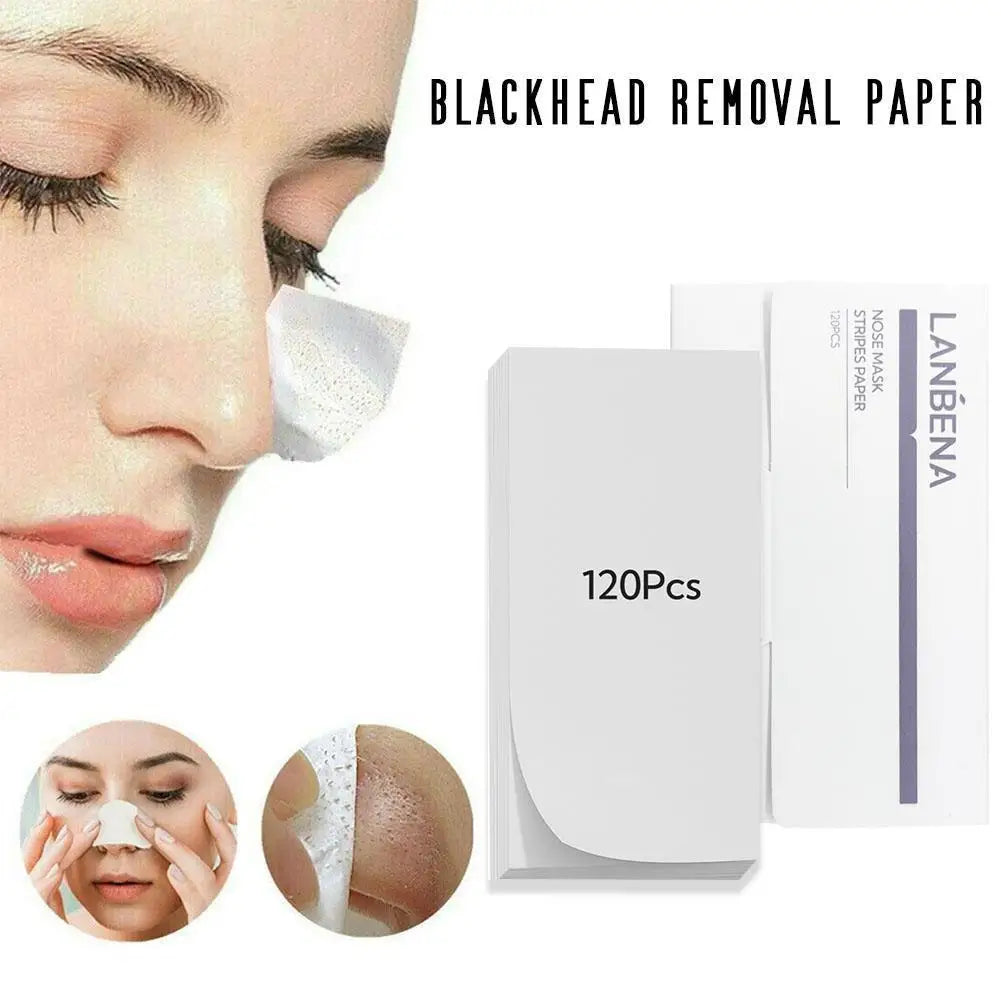 120pcs Blackhead Removal Papers Plant Pore Strips Nose Acne Cleansing Black Dots Peel Off Mud Mask Treatments Skin Care Qme