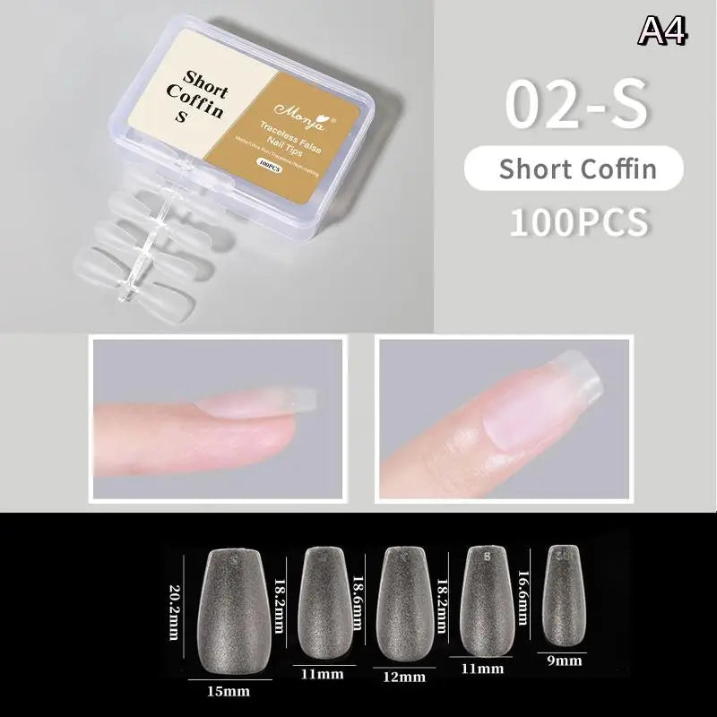 Box Fake Nails NO Polishing Trace Demal Press False Thin Nail Tips Qme A4