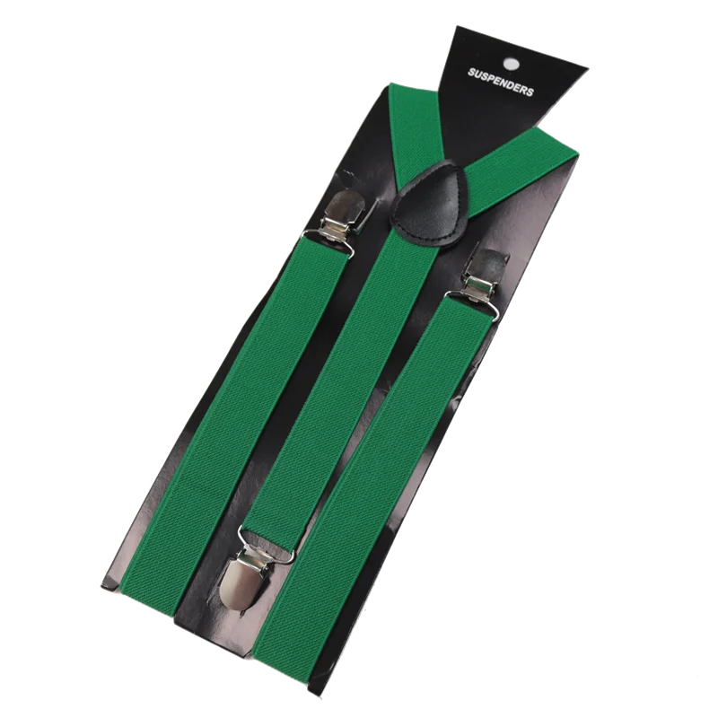 Unisex Elastic Leather Suspenders Braces Men Women Gift Black Blue Red Adjustable Straps for Wedding Suit Skirt Accessories Qme green China Mainland