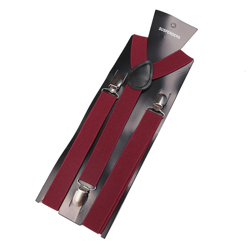 Unisex Elastic Leather Suspenders Braces Men Women Gift Black Blue Red Adjustable Straps for Wedding Suit Skirt Accessories Qme