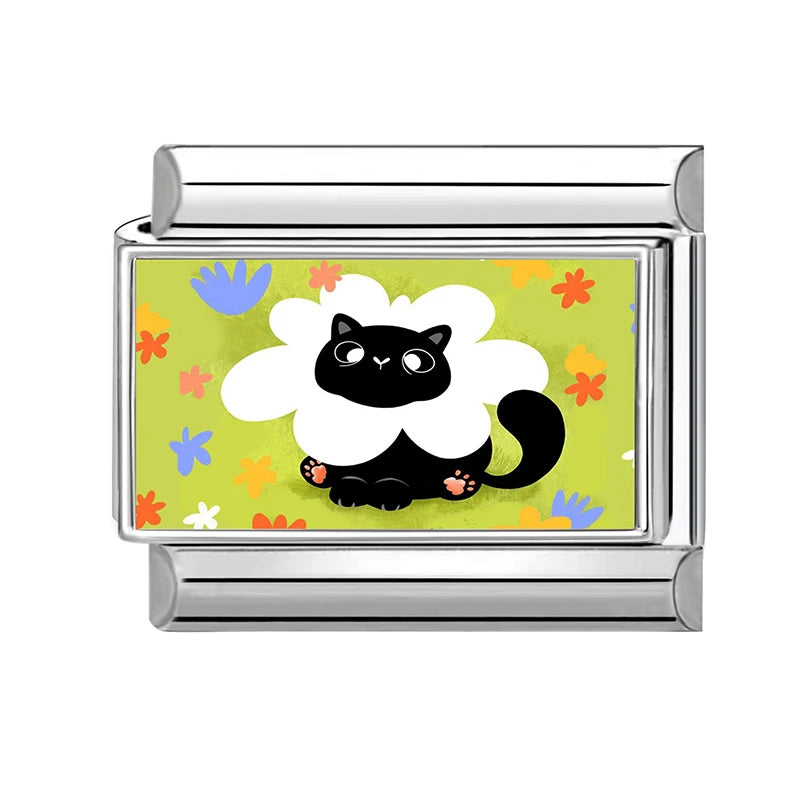 2026 Women's Kawai Big Eye Cat Raccoon Rabbits Hamster Italian Charm