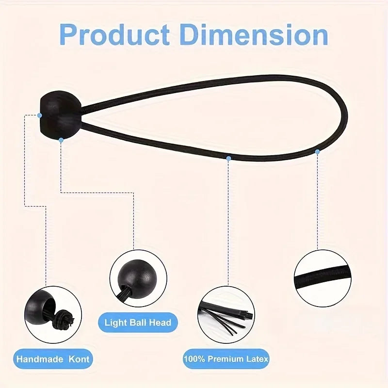 25pcs Heavy Duty Ball Bungee Cords - Perfect For Shelter, Gazebo, Camping, Tent, Cargo, Yard & More! Qme