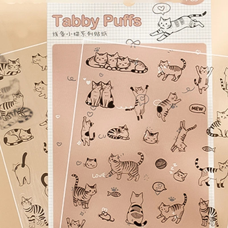 4 Bags Minimalist Line Cat Sticker Set, Cute Simple Kitten Decor for Phone Cases, Water Bottles & More Qme