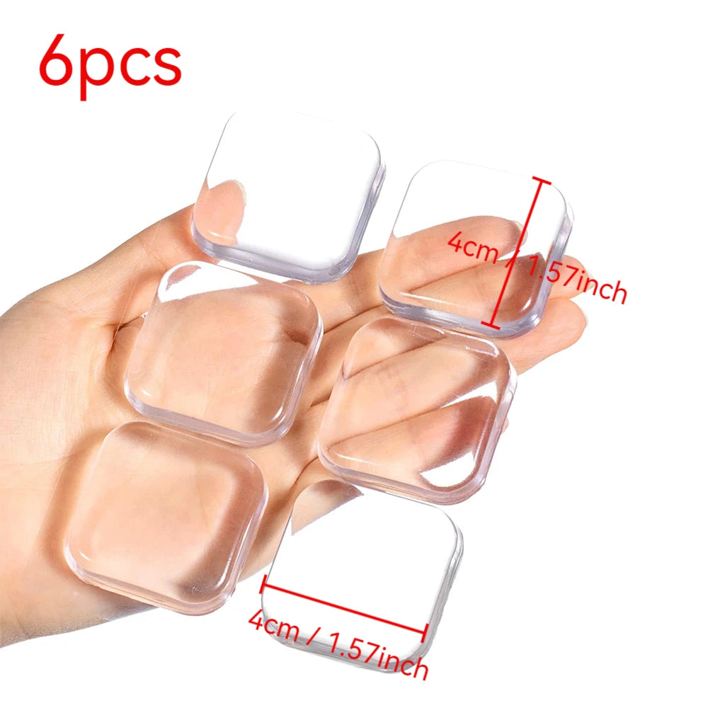 Transparent Round Door Stopper Pads Clear Silicone Wall Protector Self Adhesive Handle Bumper Cushion Pads Home Guard Wall Decor Qme Square 40mm 2pcs