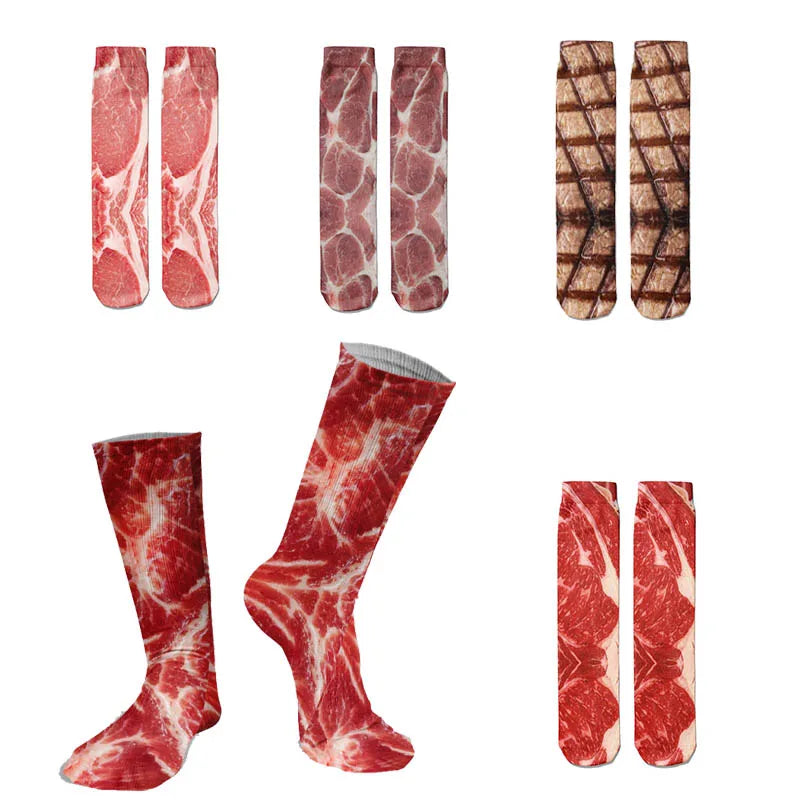 Very Popular Pork Belly Printed Socks Women's Happy Food Kawaii Qme