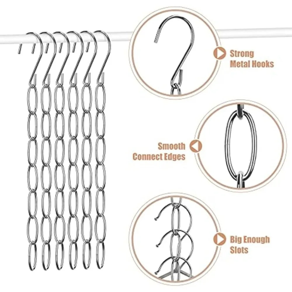 Multi Layers Metal Clothes Hanger Chain Space Saving Closet Organizer Heavy Duty Garment Storage Hook Chain Wardrobe Storage Qme