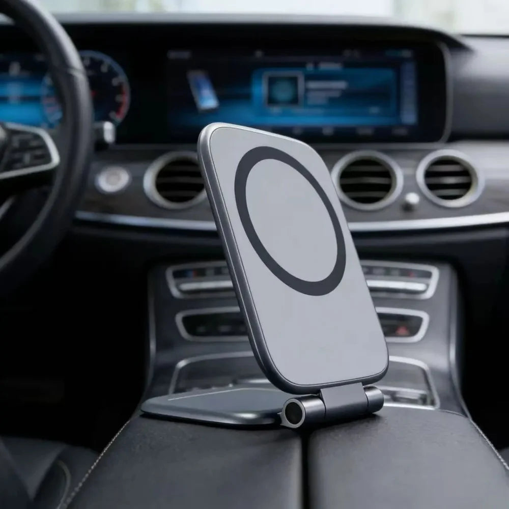 1pc Dual Magnetic Car Phone Holder Ultrathin Foldable Strong Magnetic Anti-Shake Universal Magnetic Car Bracket Desktop Holder Qme