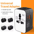 Universal Travel Adapter with USB A Type C Port Power Adaptor EU/UK/US/AU Power Charger Converter Socket Plug Adaptor Connector Qme All Black