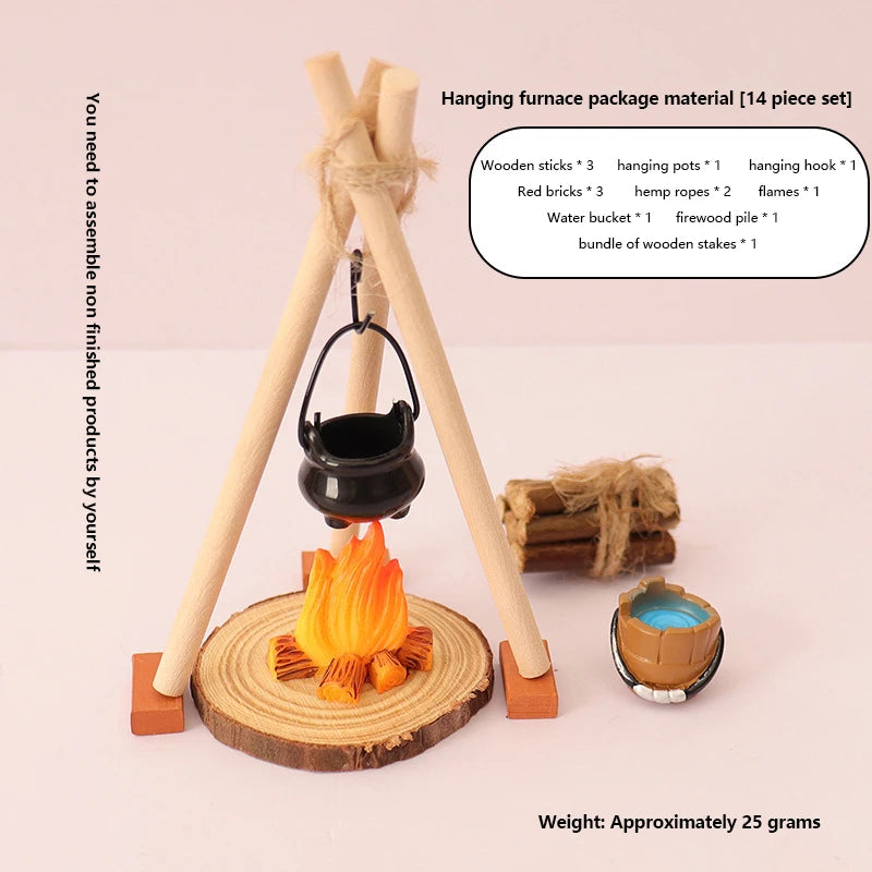 Micro Garden Landscape Ornament 1 12 DIY Miniature Dollhouse Campfire Qme A2