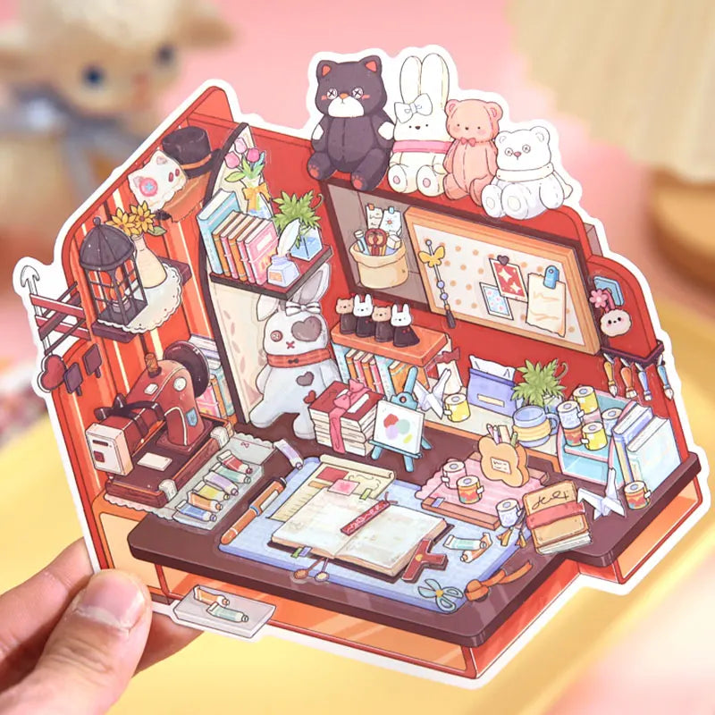 Sticker Pack 3 Sheets/Bag Corner Desk Storage Landscaping Stickers Handbook Stationery DIY Scrapbook Phone Case Diary Decorate Qme