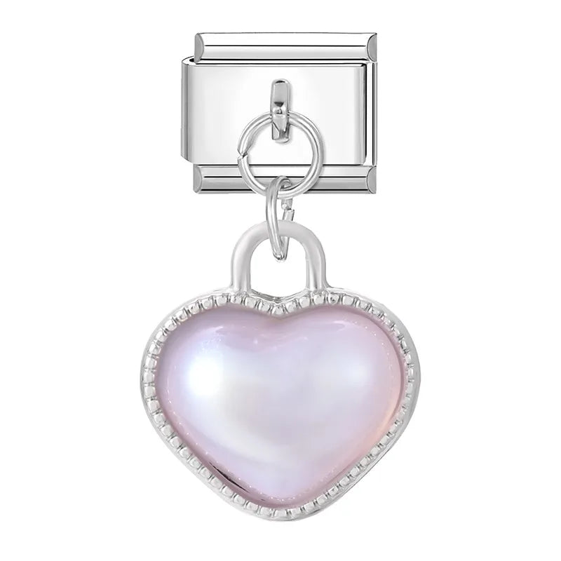 Sweet Purple Series Cats Dog Puppy Flower Heart Charm Italian Links
