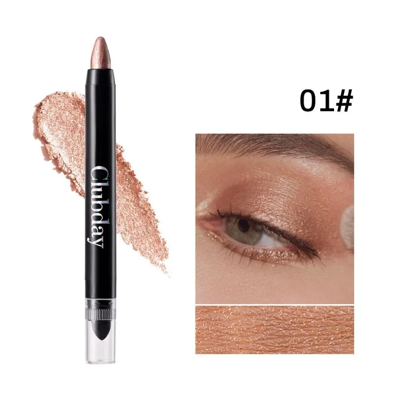 Double-sided Eyeshadow Stick Highlighter Brightening Pen with Pearlescent Glitter Matte Finish Shimmer Pigment Lasting EyeShadow Qme 01
