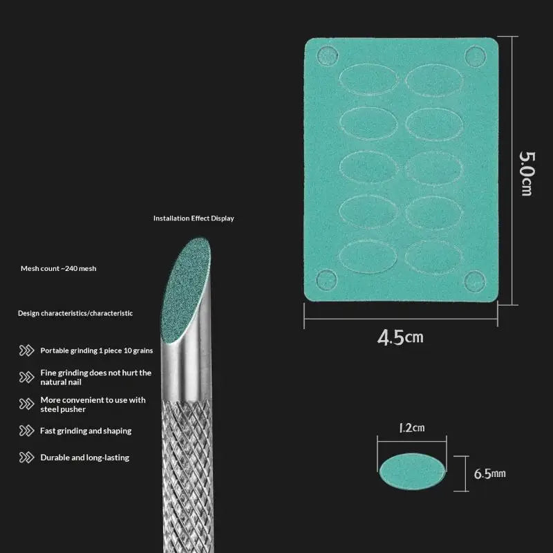 Double-ended Nail Beveled Head Cuticle Pusher Remover Stainless Steel Qme Green 1
