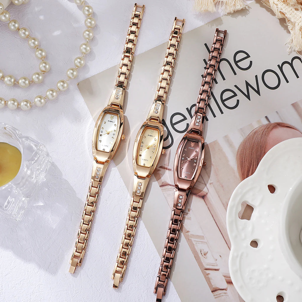 Luxo strass relógios femininos senhoras mostrador oval relógio de pulso de quartzo reloj mujer (sem caixa) Qme