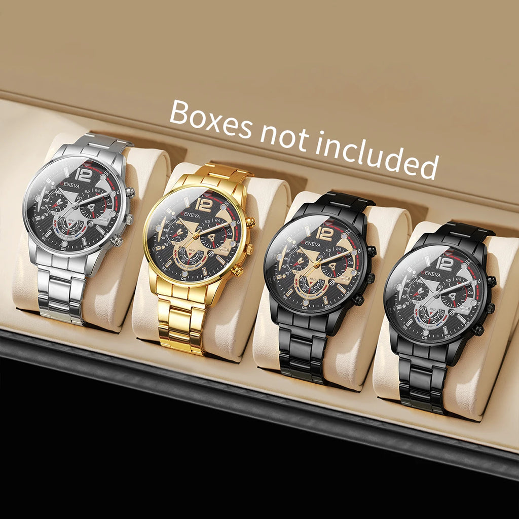 3 pc/set moda masculina relógios de negócios luxo homem quartzo relógio de pulso data reloj hombre (sem caixa) Qme