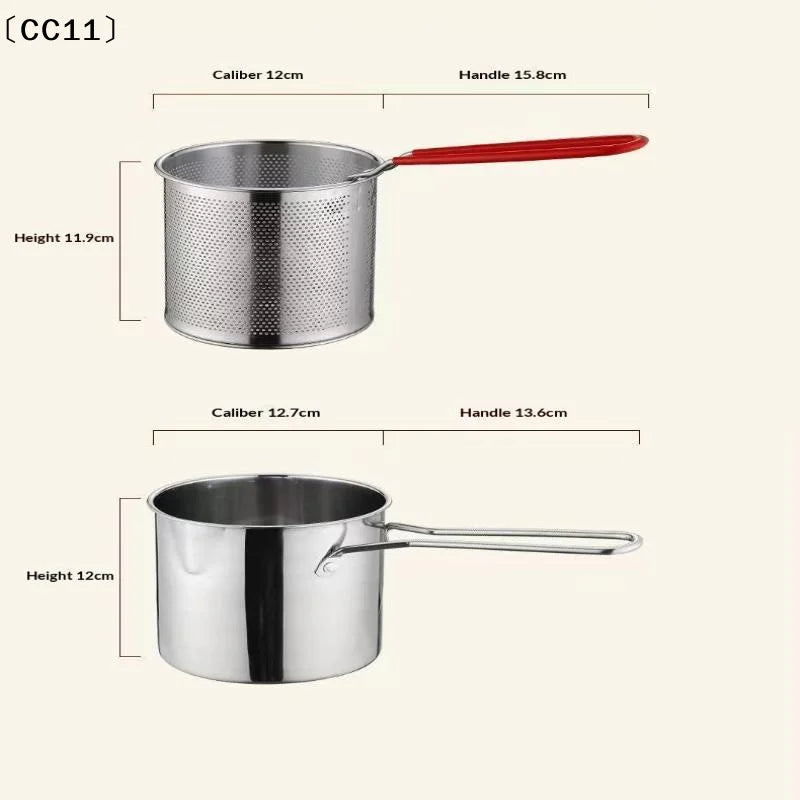 Deep Frying Pot Kitchen Fryer Strainer Stainless Steel Tempura Pan Qme