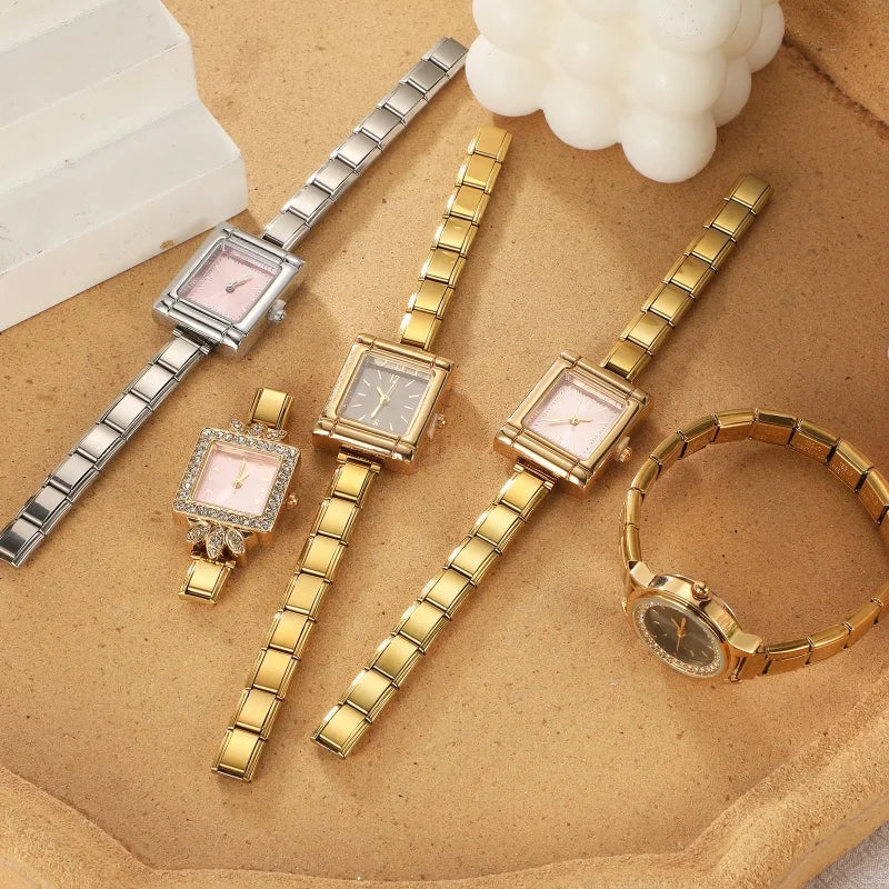 Bulk Wholesale Fashion Watch Women's Men DIY 9MM Width Italian Elastic Charm Stainless Watch Header Linker Bracelet Jewelry Gift Qme