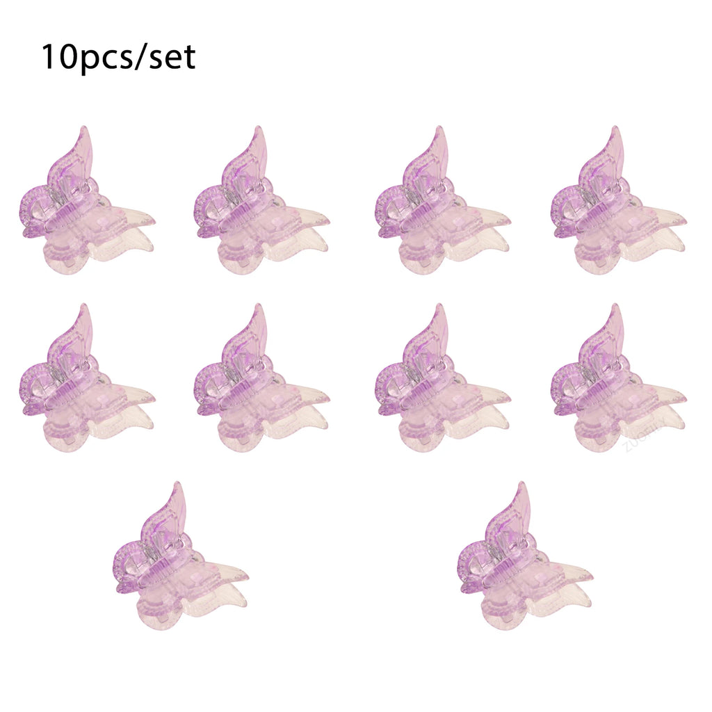 10Pcs Colorful Butterfly Hair Clips Grip Claw Barrettes Mini Gradient Color Hairpin Hair Styling Accessories Tool for Girls Qme