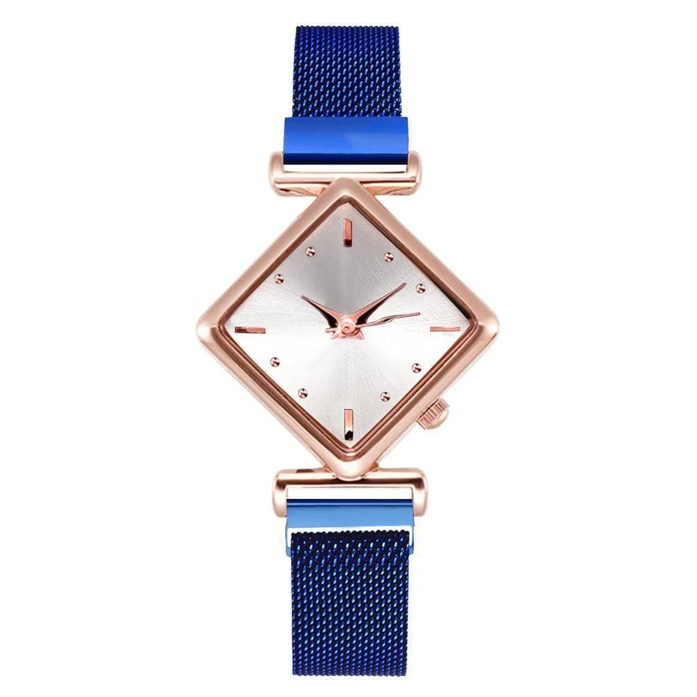 Ladies' Simple Fashionable Personalized Diamond Shaped Magnet Watch Qme