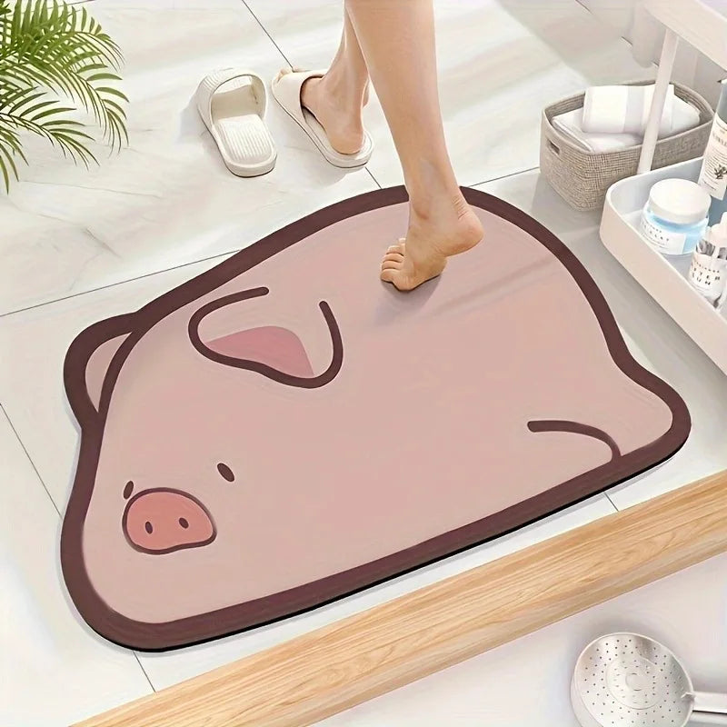 Home Clean Diatom Super Absorbent Bathroom Mat Cartoon Non-Slip Mud Toilet Pad Quick-Drying Bath Mat Floor Mat Qme