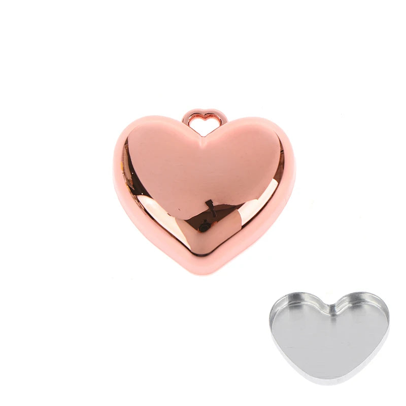 Heart-shaped Mini Empty Compact Mirror Aluminum Pan Keychain Blush Qme Rose Gold