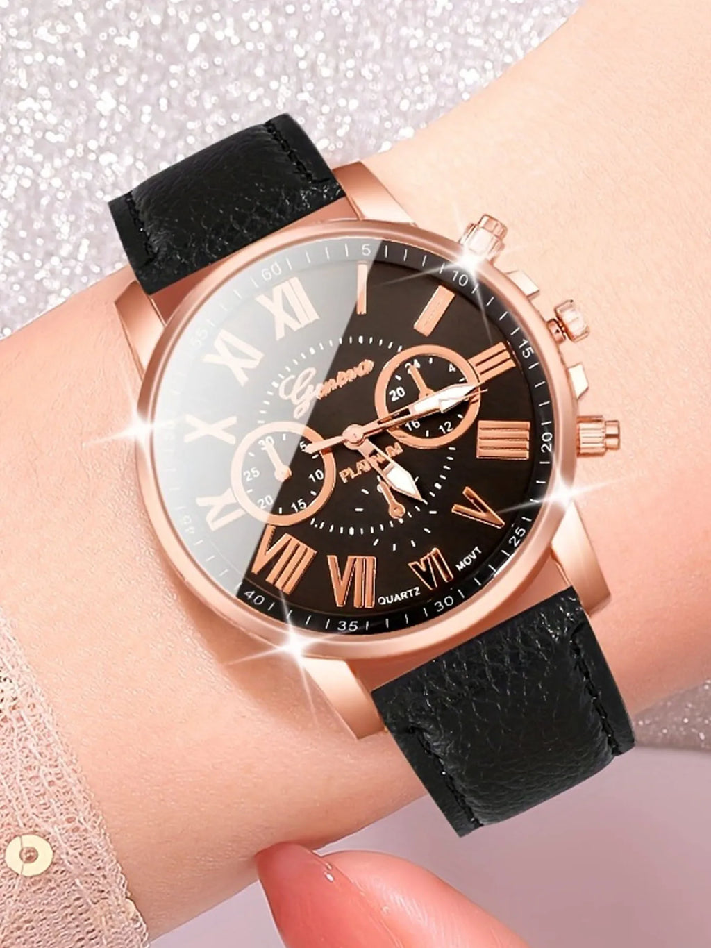 5PCS Women Watches Set Fashion Roma Dial Ladies Quartz Watch Casual Leather Band Wristwatches Relogio Feminino Reloj Mujer Qme