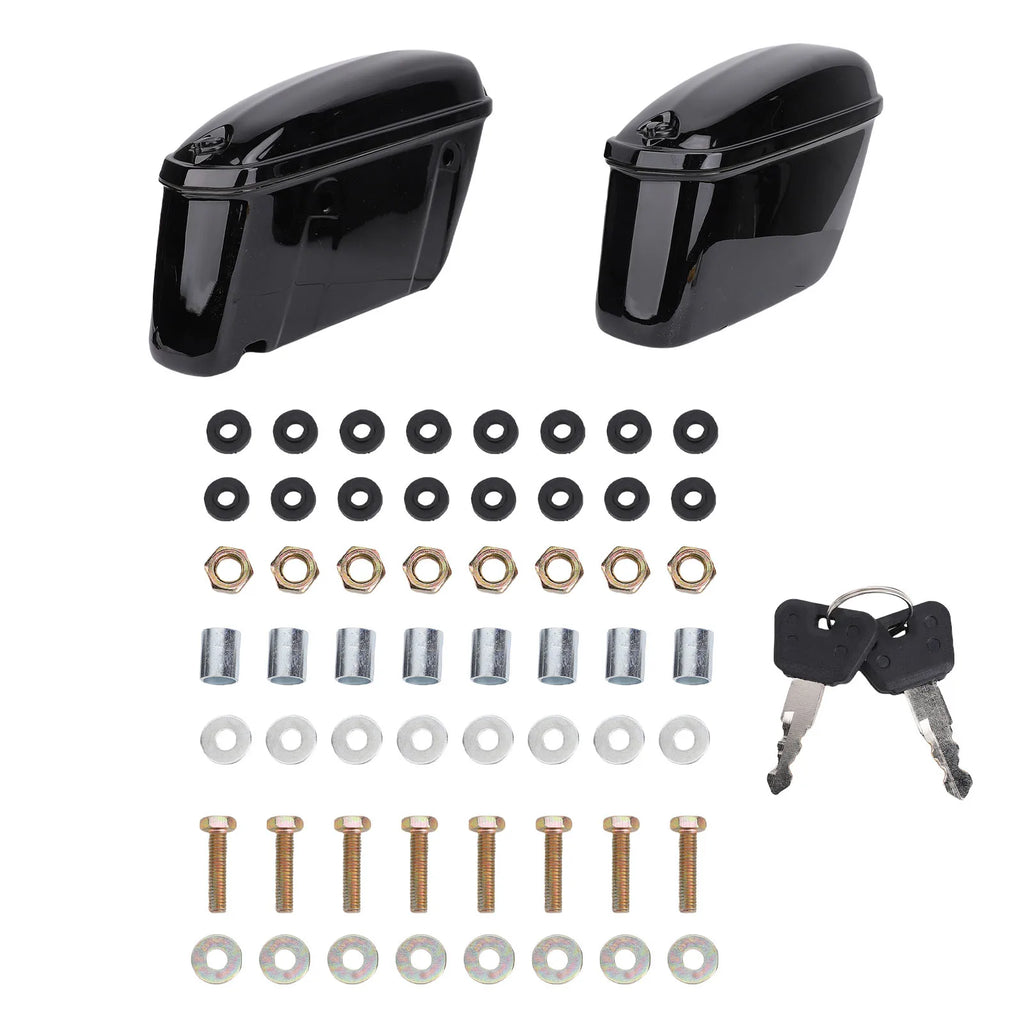 1Pair of Universal 22L Motorcycle Hard Saddle Bags with Lock Rugged ABS Motorcycle Trunk Side Storage Carrier Glossy Black Qme 2Pcs