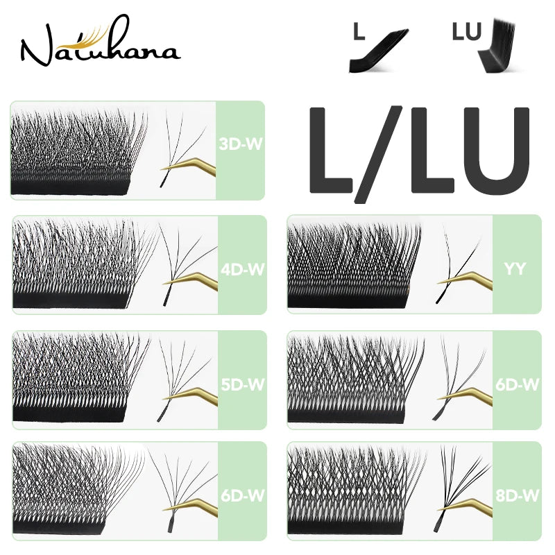 NATUHANA W Lashes Extension L LU M Curl Individual Mink YY 3D Qme