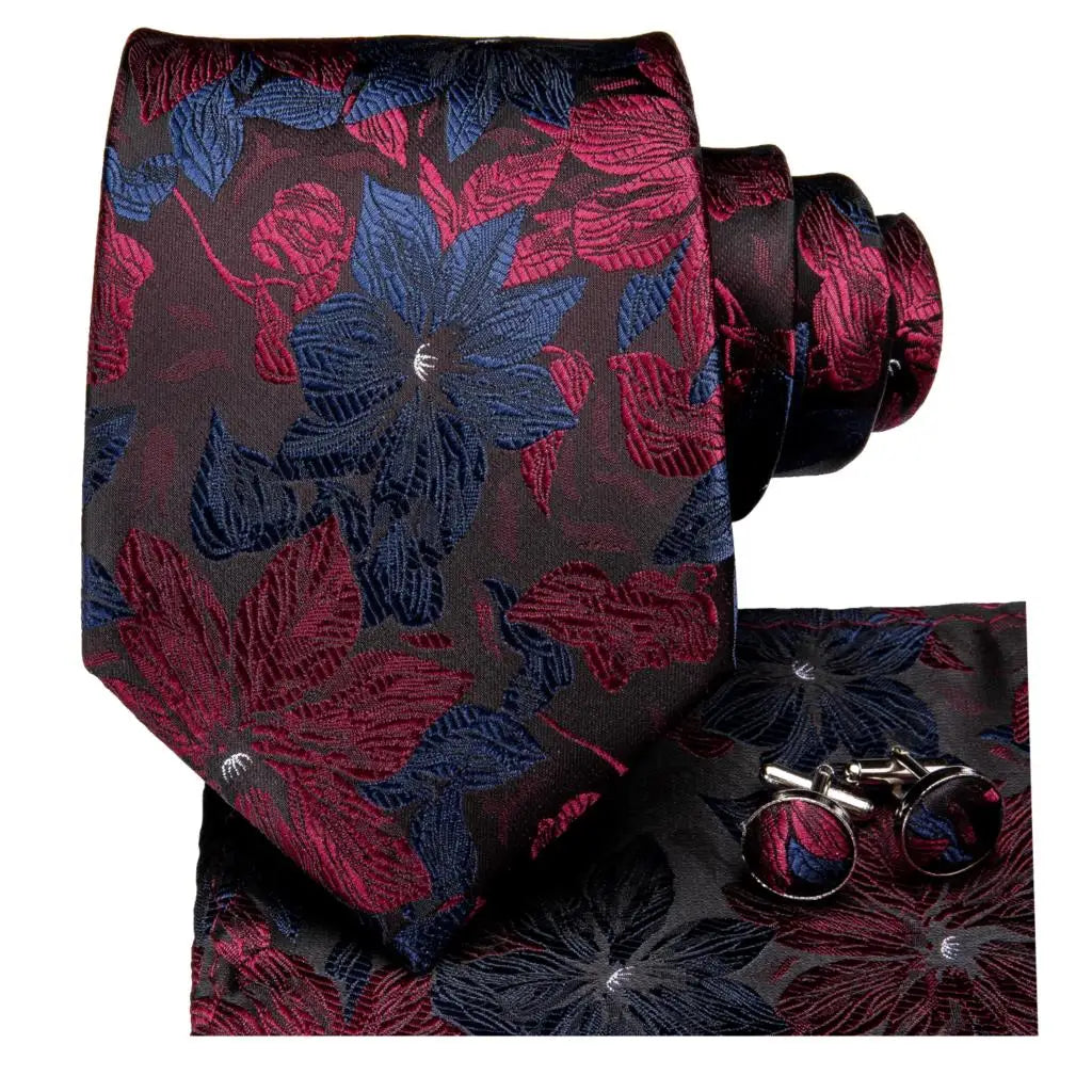 Men Tie Floral Red Blue Neckties Classic Party Wedding Green Purple Qme