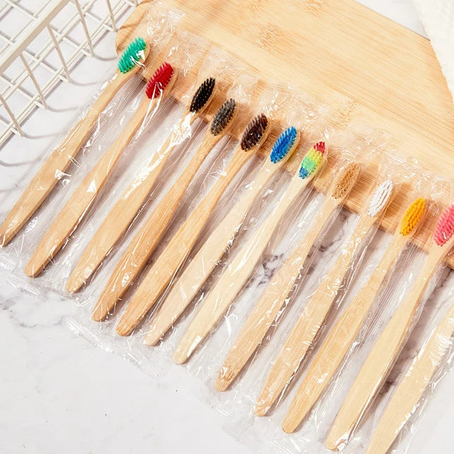 Colorful Natural Bamboo Toothbrush Soft Bristle Charcoal Teeth Whitening Manual Wooden Handle Toothbrushes Soft Dental Oral Care Qme