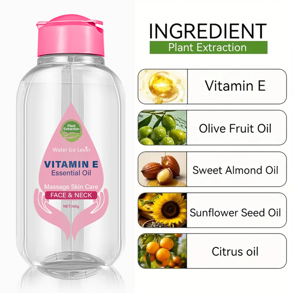 Vitamin E Essential Oil with Niacinamide & Ceramide - Face & Neck Massage Skin Care for Even Tone Qme
