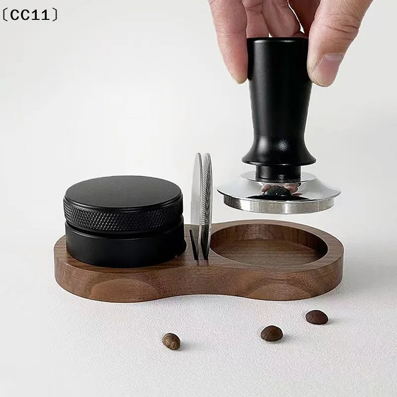 Walnut Wood Coffee Tamper Station Professional Non-slip Bottom Qme