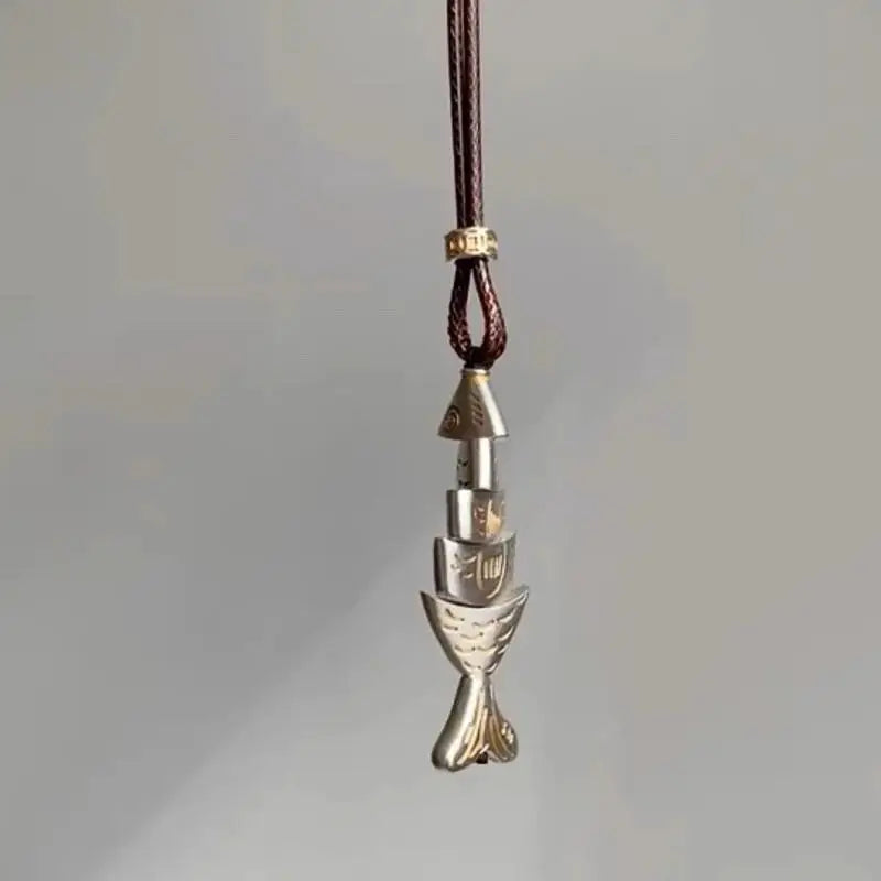 Vintage Spliced Fish Pendant Necklace Retro Metal Unisex Long Sweater Chain for Daily Casual Outfits Wear Qme